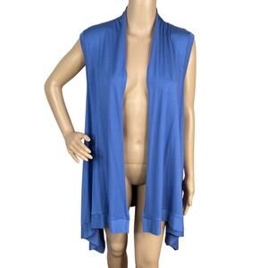 Comfy USA Light Blue Modal Jersey Asymmetric Lagenlook Artsy Vest Cardigan SZ XL